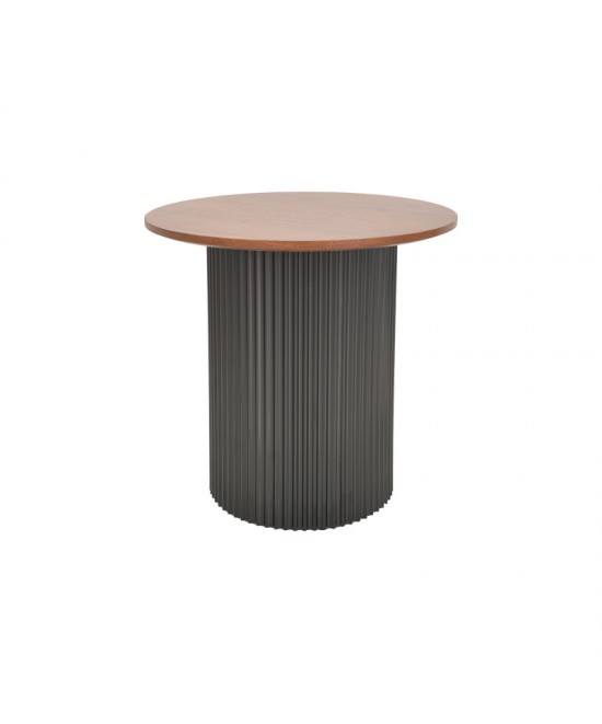 Βοηθητικό τραπέζι Dovel pakoworld mdf σε καρυδί-μαύρη απόχρωση Φ50x45εκ