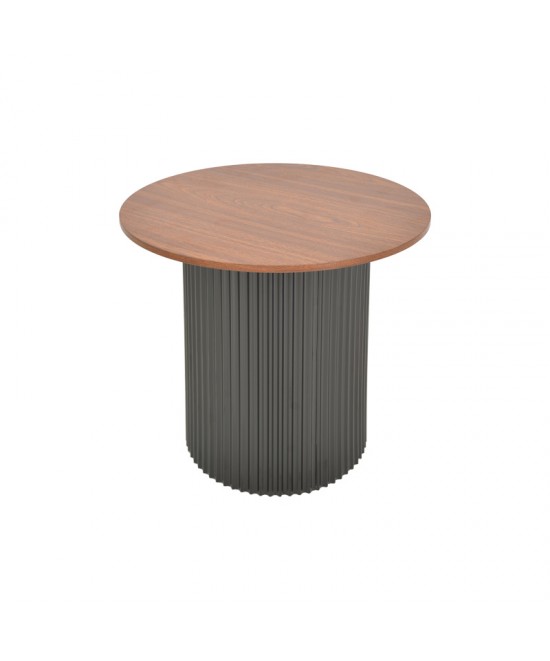 Βοηθητικό τραπέζι Dovel pakoworld mdf σε καρυδί-μαύρη απόχρωση Φ50x45εκ
