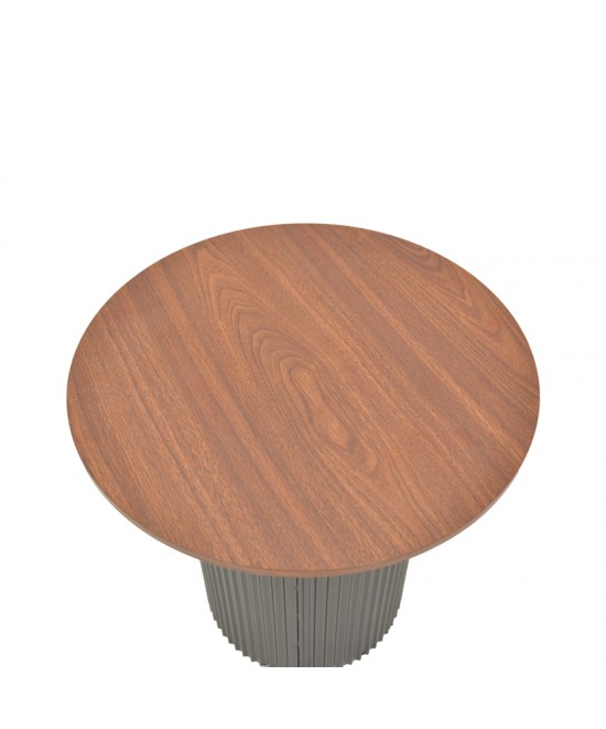 Βοηθητικό τραπέζι Dovel pakoworld mdf σε καρυδί-μαύρη απόχρωση Φ50x45εκ