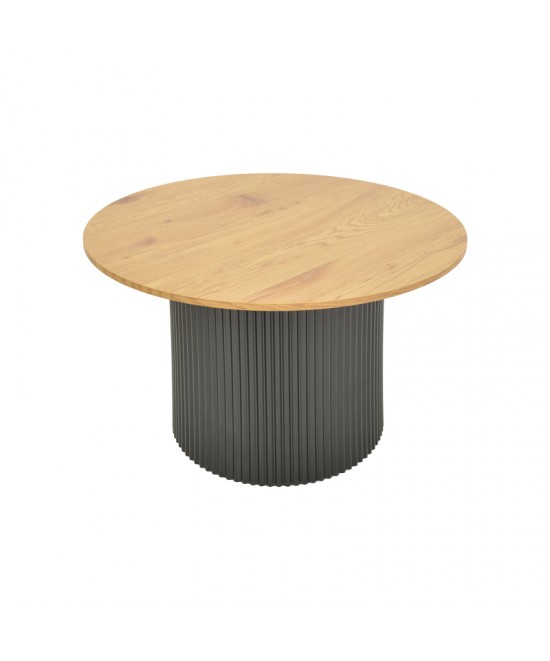 Τραπέζι σαλονιού Dovel pakoworld mdf σε sonoma-μαυρη απόχρωση Φ70x40εκ Τραπέζι σαλονιού Dovel pakoworld mdf σε sonoma-μαυρη απόχρωση Φ70x40εκ