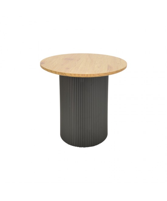 Βοηθητικό τραπέζι Dovel pakoworld mdf σε sonoma -μαύρη απόχρωση Φ50x45εκ