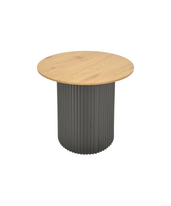 Βοηθητικό τραπέζι Dovel pakoworld mdf σε sonoma -μαύρη απόχρωση Φ50x45εκ