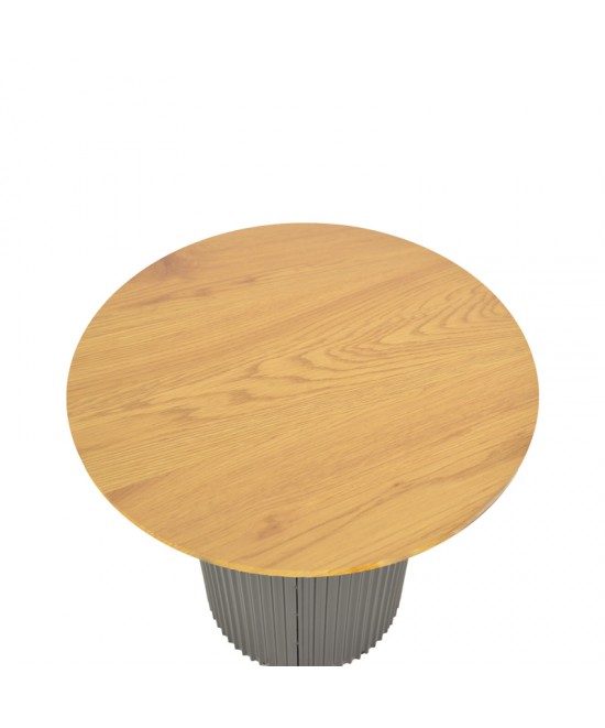 Βοηθητικό τραπέζι Dovel pakoworld mdf σε sonoma -μαύρη απόχρωση Φ50x45εκ