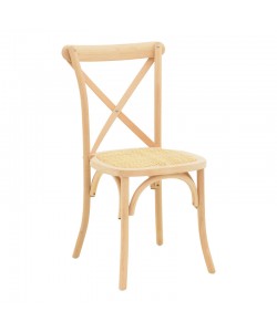 Καρέκλα Dylon pakoworld στοιβαζόμενη ξύλο οξιάς-rattan άβαφη 48x52x89εκ