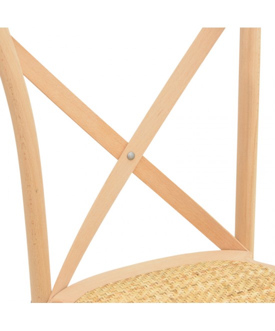 Καρέκλα Dylon pakoworld στοιβαζόμενη ξύλο οξιάς-rattan άβαφη 48x52x89εκ