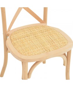 Καρέκλα Dylon pakoworld στοιβαζόμενη ξύλο οξιάς-rattan άβαφη 48x52x89εκ