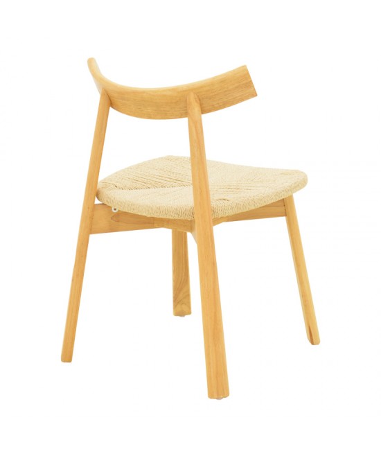 Καρέκλα Clareta pakoworld rubberwood-σχοινί σε φυσική απόχρωση 53x55x79εκ