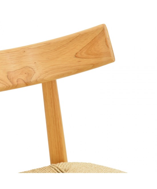 Καρέκλα Clareta pakoworld rubberwood-σχοινί σε φυσική απόχρωση 53x55x79εκ
