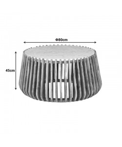 Τραπέζι σαλονιού Mable pakoworld mango ξύλο σε φυσική απόχρωση με επιφάνεια μαρμάρου Φ80x45εκ