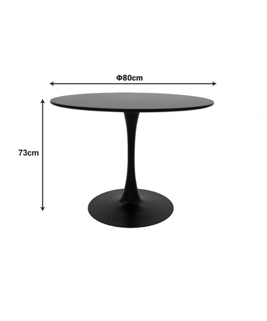 Tραπέζι Balou pakoworld mdf σε μαύρη απόχρωση Φ80x76εκ