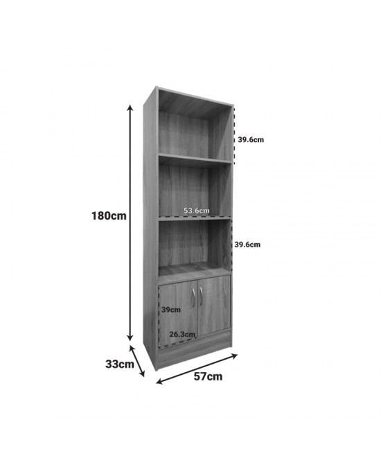 Βιβλιοθήκη Tekaro I pakoworld σε sonoma απόχρωση 57x33x180εκ