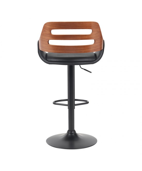 Σκαμπό μπαρ Fern pakoworld πτυσσόμενο μαύρο pu- ξύλο καρυδί - μέταλλο μαύρο 50x48.5x89-110.5εκ