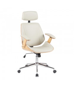 Καρέκλα γραφείου διευθυντή Fetseno pakoworld μπεζ pu-βάση χρωμίου 53x56x113.5-123.5εκ