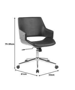 Καρέκλα γραφείου Setulo pakoworld μαύρο pu-βάση χρωμίου 53x61x79-89εκ