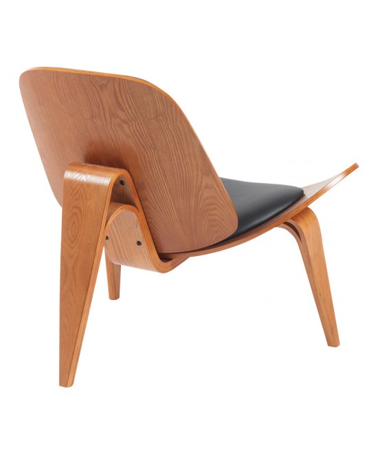 Πολυθρόνα Vilma pakoworld PU μαύρο- plywood καρυδί 90x76.5x74.5εκ