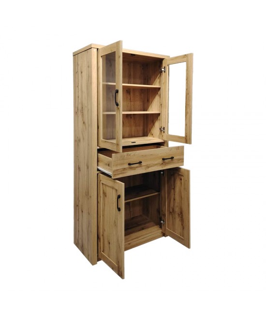 Βιτρίνα-ντουλάπα Nisso pakoworld σε oak απόχρωση 80x40x183.5εκ