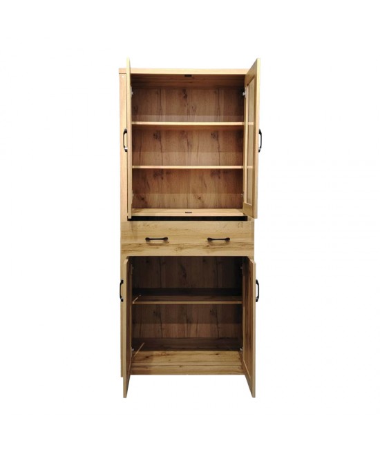 Βιτρίνα-ντουλάπα Nisso pakoworld σε oak απόχρωση 80x40x183.5εκ