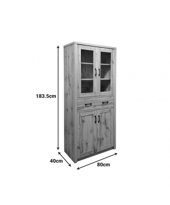 Βιτρίνα-ντουλάπα Nisso pakoworld σε oak απόχρωση 80x40x183.5εκ