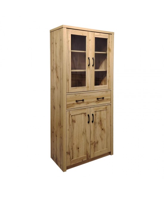 Βιτρίνα-ντουλάπα Nisso pakoworld σε oak απόχρωση 80x40x183.5εκ