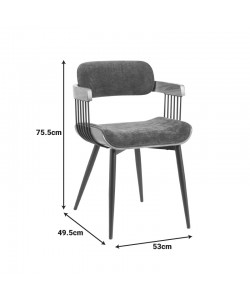 Πολυθρόνα Cameo pakoworld μέταλλο μαύρο-καρυδί ξύλο-ανθρακί ύφασμα 53x49.5x75.5εκ