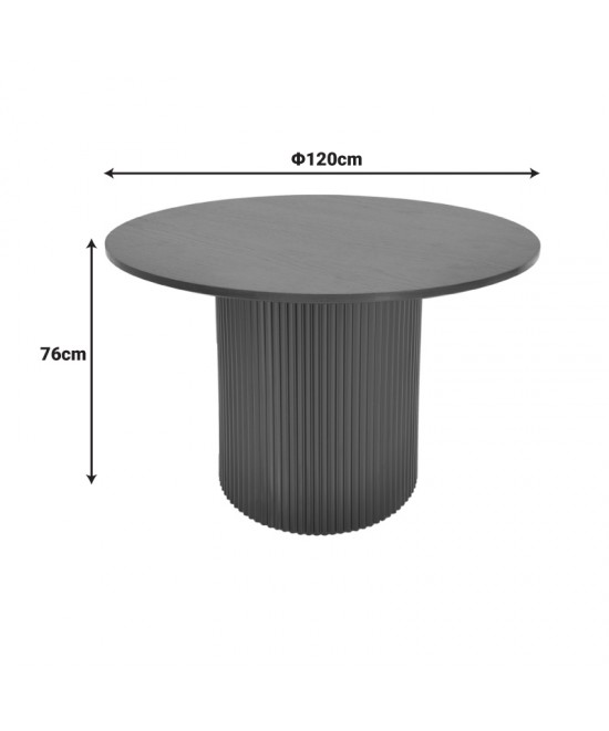 Τραπέζι Karulo pakoworld mdf σε μαύρη απόχρωση Φ120x76εκ Τραπέζι Karulo pakoworld mdf σε μαύρη απόχρωση Φ120x76εκ