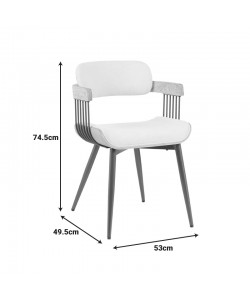 Πολυθρόνα Cameo pakoworld μέταλλο μπρονζέ-white-wash ξύλο-μπέζ ύφασμα 53x49.5x75.5εκ