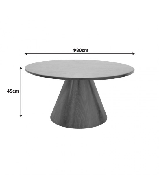 Τραπέζι σαλονιού Donda pakoworld mdf σε μαύρη απόχρωση Φ80x45εκ