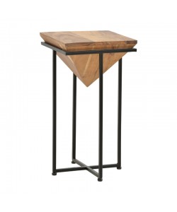 Βοηθητικό τραπέζι Miles ΙΙ pakoworld μασίφ ξύλο ακακίας σε φυσική απόχρωση με μαύρα μεταλλικά πόδια  29x29x54εκ