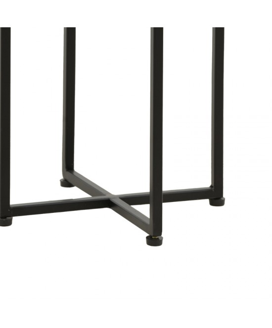 Βοηθητικό τραπέζι Miles ΙΙ pakoworld μασίφ ξύλο ακακίας σε φυσική απόχρωση με μαύρα μεταλλικά πόδια  29x29x54εκ