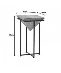 Βοηθητικό τραπέζι Miles ΙΙ pakoworld μασίφ ξύλο ακακίας σε φυσική απόχρωση με μαύρα μεταλλικά πόδια  29x29x54εκ