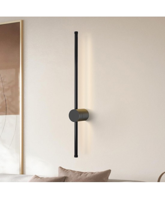 Φωτιστικό τοίχου-απλίκα Eftenbo pakoworld led μέταλλο μαύρο Φ8x80εκ