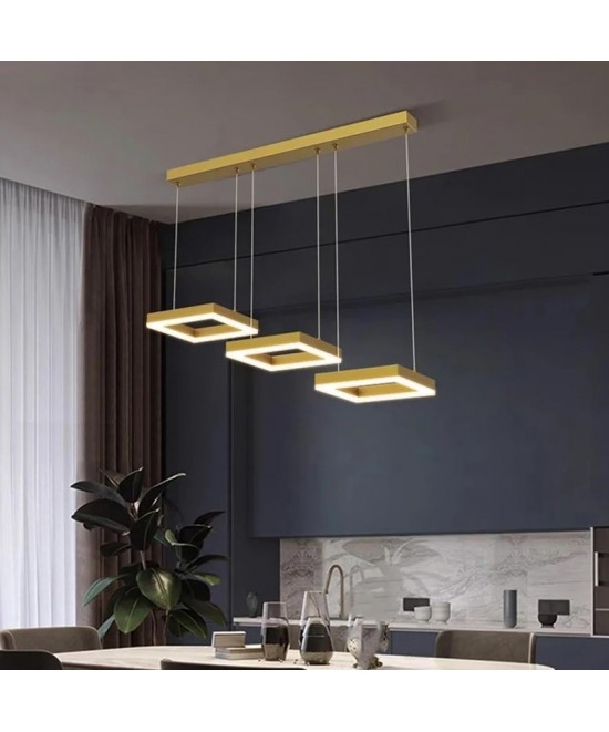 Φωτιστικό οροφής τρίφωτο Benor pakoworld led μέταλλο χρυσό 70x20x15εκ