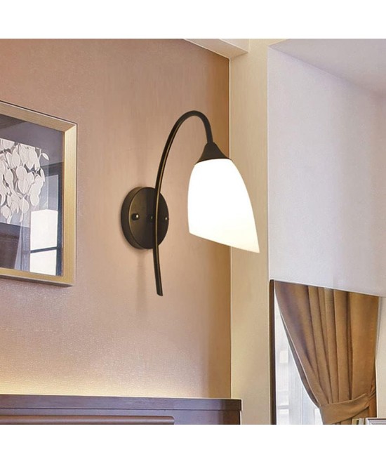 Φωτιστικό τοίχου-απλίκα Berak pakoworld E27 μέταλλο μαύρο-λευκο 10x10x17εκ