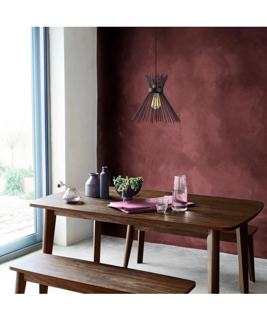 Φωτιστικό οροφής Candle I pakoworld E27 μέταλλο μαύρο Φ25x30εκ