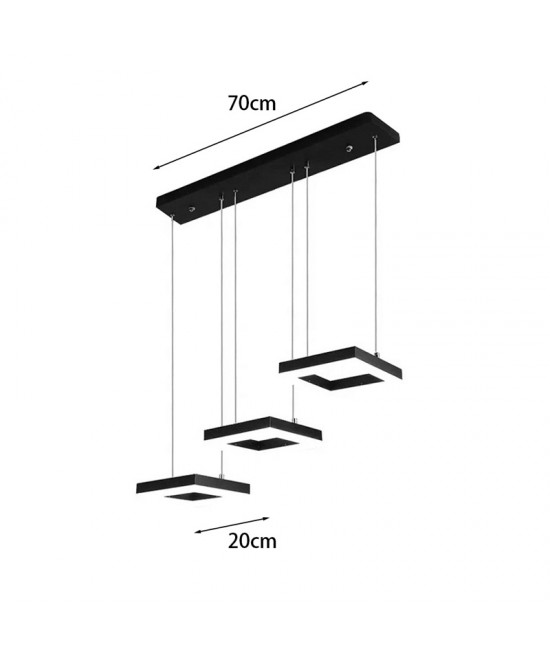 Φωτιστικό οροφής τρίφωτο Benor pakoworld led μέταλλο μαύρο 70x20x15εκ