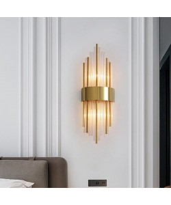 Φωτιστικό τοίχου-απλίκα Fenzy pakoworld E14 μέταλλο χρυσό-λευκό  Φ20x60εκ