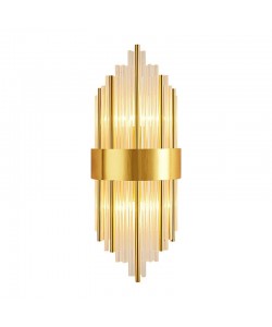 Φωτιστικό τοίχου-απλίκα Fenzy pakoworld E14 μέταλλο χρυσό-λευκό  Φ20x60εκ