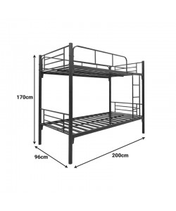 Κρεβάτι-κουκέτα Belit pakoworld μεταλλικό σε μαύρη απόχρωση 90x190εκ