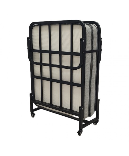 Κρεβάτι πτυσσόμενο με στρώμα Kamu pakoworld σε μαύρη απόχρωση 75x190εκ