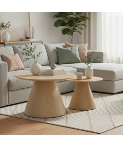 Tραπέζια σαλονιού Donda  pakoworld mdf σετ 2τεμ. sonoma