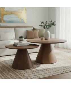 Tραπέζια σαλονιού Donda  pakoworld mdf σετ 2τεμ. καρυδί