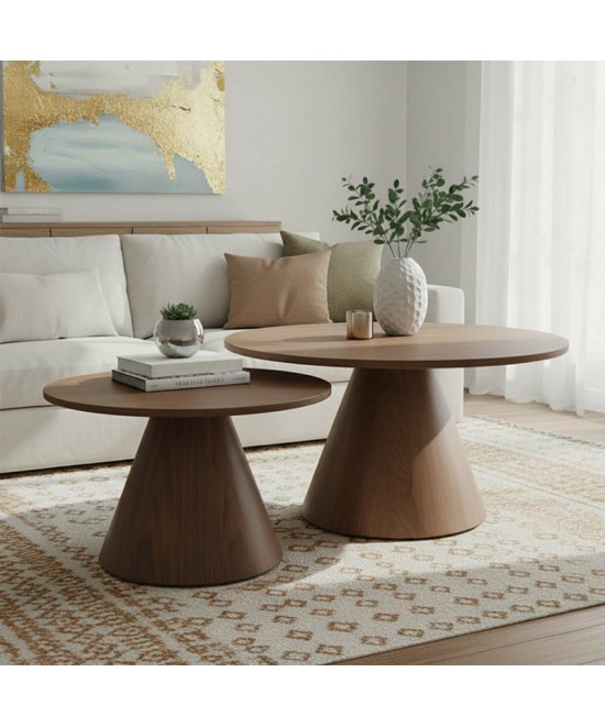 Tραπέζια σαλονιού Donda  pakoworld mdf σετ 2τεμ. καρυδί