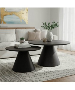 Tραπέζια σαλονιού Donda  pakoworld mdf σετ 2τεμ. μαύρο