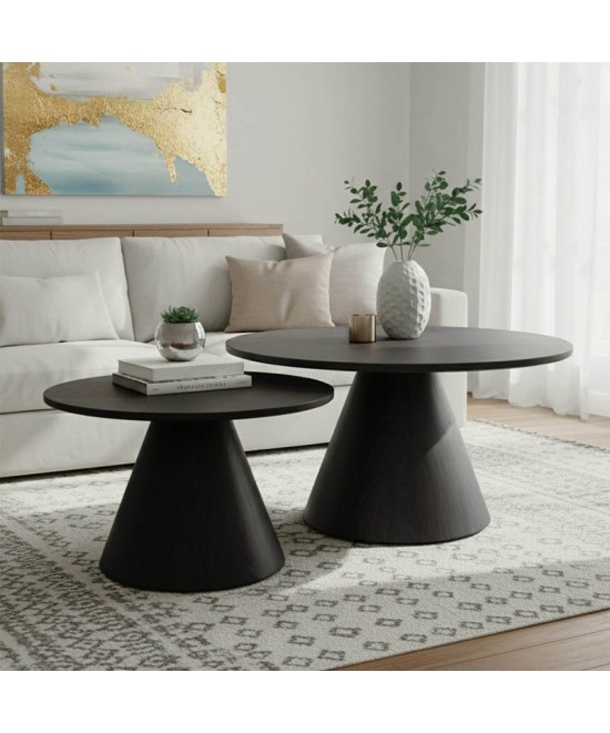 Tραπέζια σαλονιού Donda  pakoworld mdf σετ 2τεμ. μαύρο