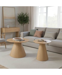 Tραπέζια σαλονιού Donda pakoworld mdf σετ 2τεμ. sonoma