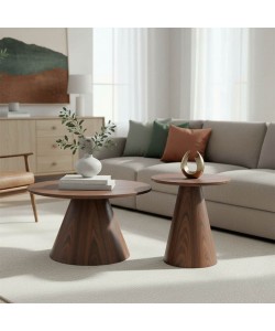 Tραπέζια σαλονιού Donda pakoworld mdf σετ 2τεμ. καρυδί