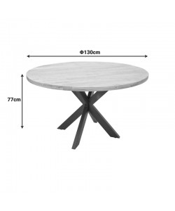 Τραπέζι Royalty I pakoworld μασίφ ξύλο mango 4εκ σε φυσική απόχρωση-πόδι μεταλλικό μαύρο Φ130x77εκ