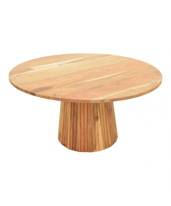 Τραπέζι σαλονιού Canicule ΙI pakoworld μασίφ ξύλο ακακίας σε φυσική απόχρωση Φ80x40εκ