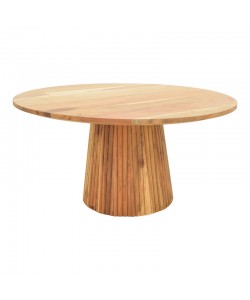 Τραπέζι σαλονιού Canicule ΙI pakoworld μασίφ ξύλο ακακίας σε φυσική απόχρωση Φ80x40εκ