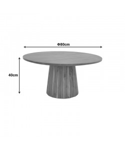 Τραπέζι σαλονιού Canicule ΙI pakoworld μασίφ ξύλο ακακίας σε φυσική απόχρωση Φ80x40εκ